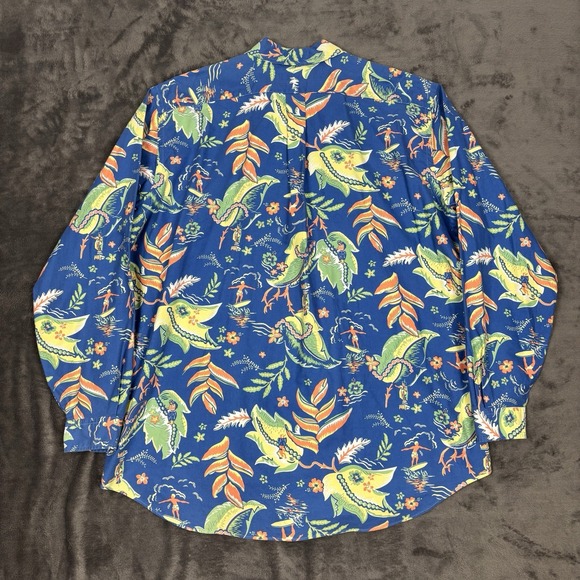 Ralph Lauren Hawaiian Button Down Shirt Men's 2XLT Blue Tropical Surfer Vacation - Picture 2 of 8